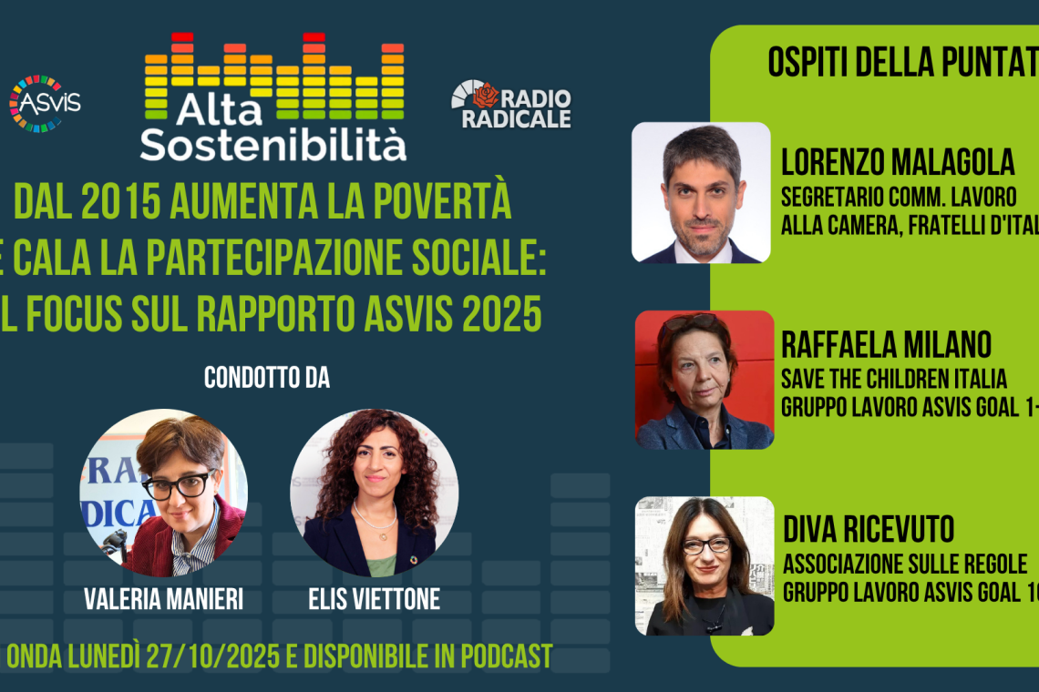 Dal 2015 aumenta la povertà e cala la partecipazione sociale: Il focus sul Rapporto ASviS 2025